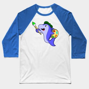 Dolphin as Painter with Colour & Brush Baseball T-Shirt